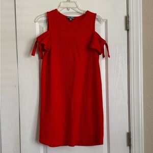 Fleur Bleue Red Cold Shoulder Mini Dress